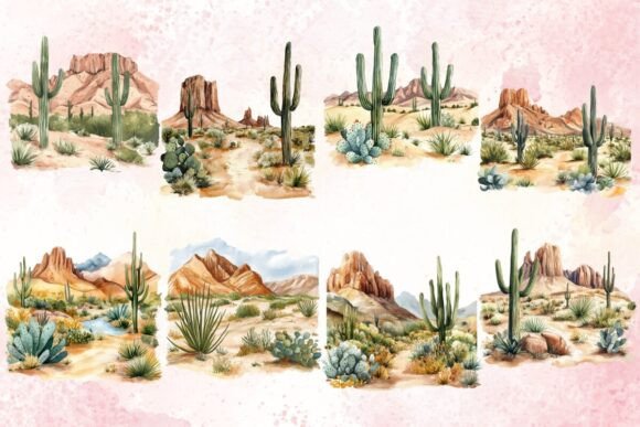 Download Watercolor Desert Landscapes Clipart - Art Collection