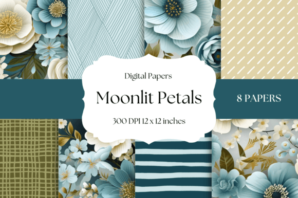 Download Moonlit Petals - Blue Floral Backgrounds - Blue Collection