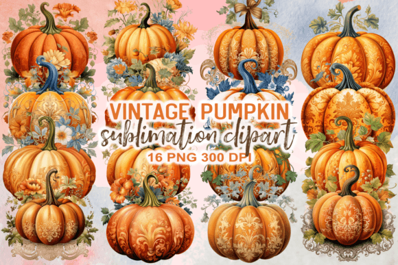 Download Vintage Pumpkin Sublimation Clipart - Art Collection