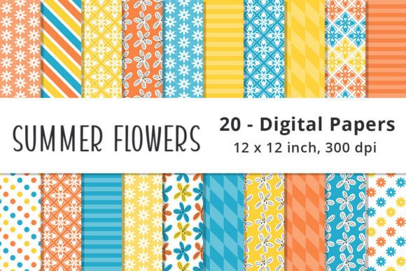 Download Blue, Yellow and Orange Floral Patterns - Blue Collection