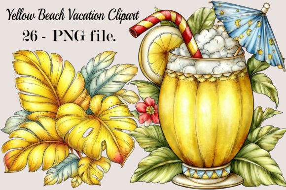 Download Yellow Beach Vacation Clipart Bundle - Art Collection