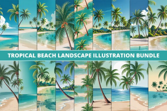 Download Tropical Beach Scene Clipart Set - Art Collection