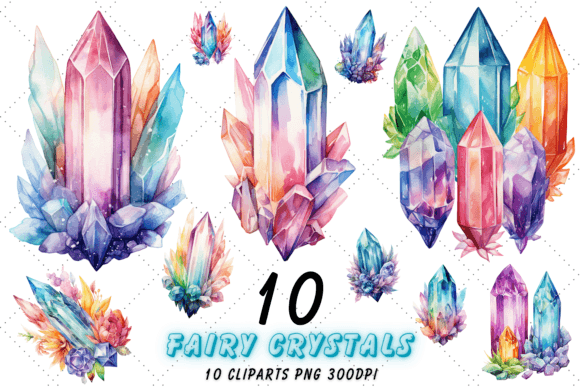 Download Fairy Crystals Watercolor Clipart Bundle - Premium Resources