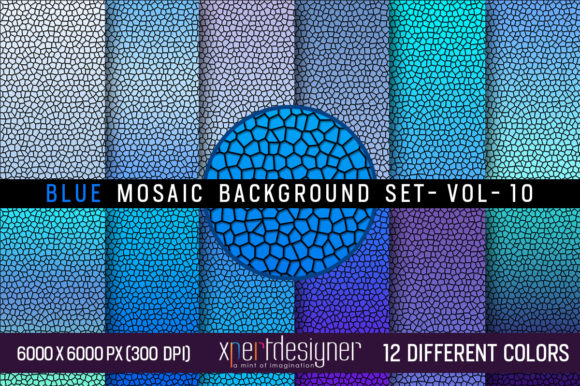Download Blue Mosaic Background Set: Vol - 10 - Blue Collection