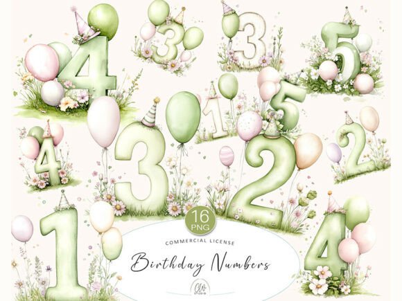Download Watercolor Birthday Numbers Clipart - Art Collection