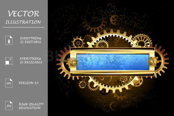 Download Mechanical Blue Banner Steampunk - Blue Collection