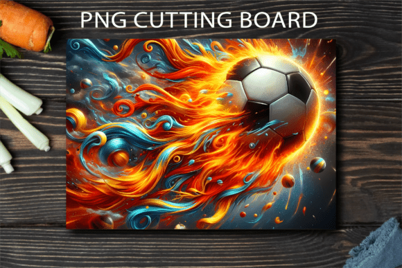 Download Soccer Ball Flame Art Cutting Board - Art Collection