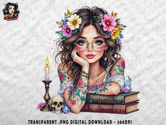 Download Boho Witchy Girl with Glasses &amp; Crystals - Premium Resources
