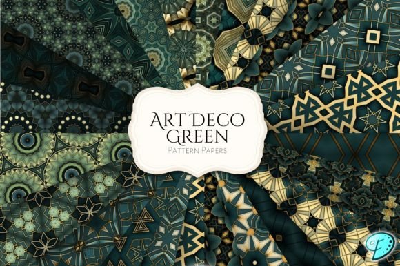 Download Art Deco Green Pattern Papers - Art Collection