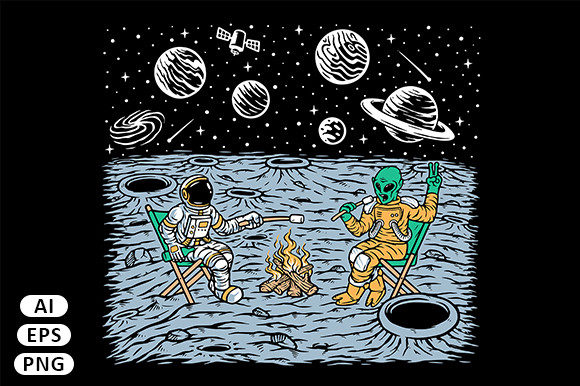 Download Alien and Astronaut Burning Marshmallows - Burning Collection