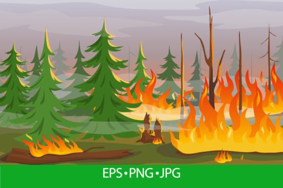 Download Cartoon Forest Fire, Burning Trees - Art Collection