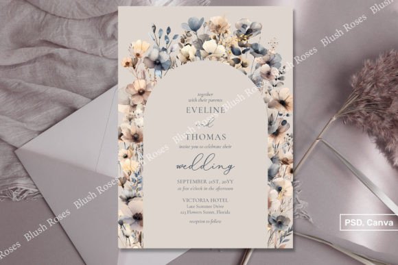 Download Blue and Ivory Wildflowers Boho Arch Inv - Blue Collection