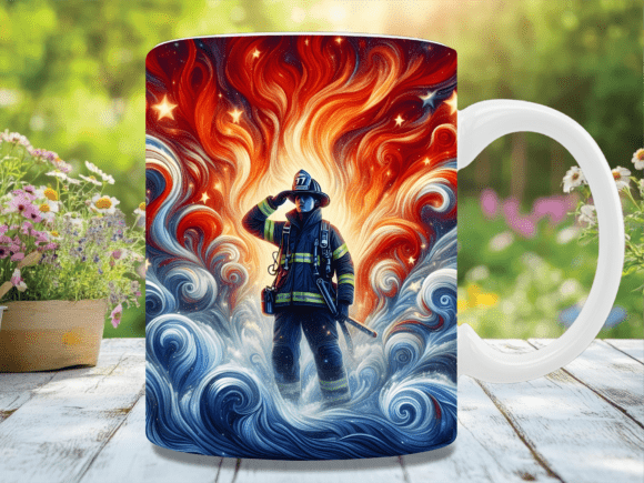 Download Firefighter Hero Flame Art Mug Wrap - Art Collection