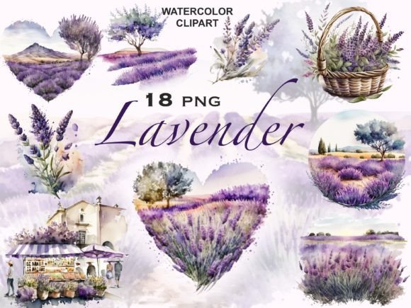 Download Watercolor Lavender Field, Lilac Clipart - Art Collection