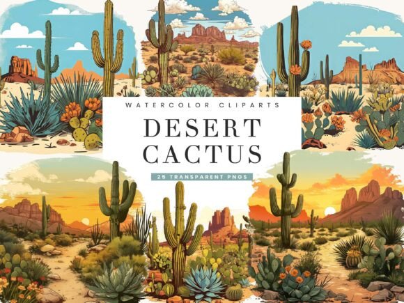 Download Watercolor Desert Cactus Clipart Bundle - Art Collection