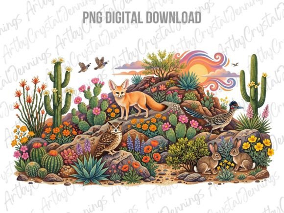 Download Watercolor Desert Animals Folk Art PNG - Art Collection
