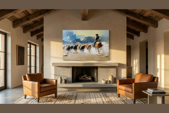 Download Western Desert Cowboy Impasto Art - Art Collection