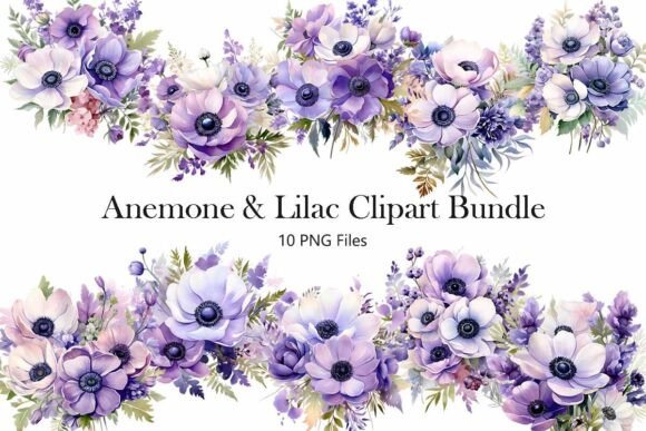 Download Anemone &amp; Lilac Clipart Bundle - Art Collection