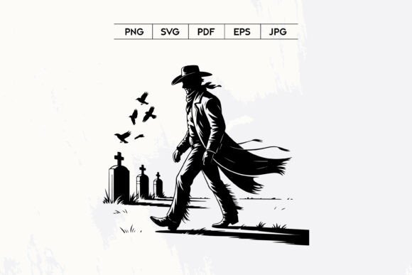 Download Cowboy Walking in Graveyard Vector Art - Art Collection
