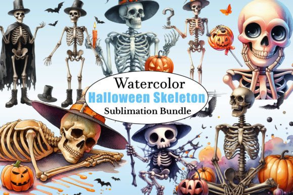 Download Watercolor Halloween Skeleton Clipart - Art Collection