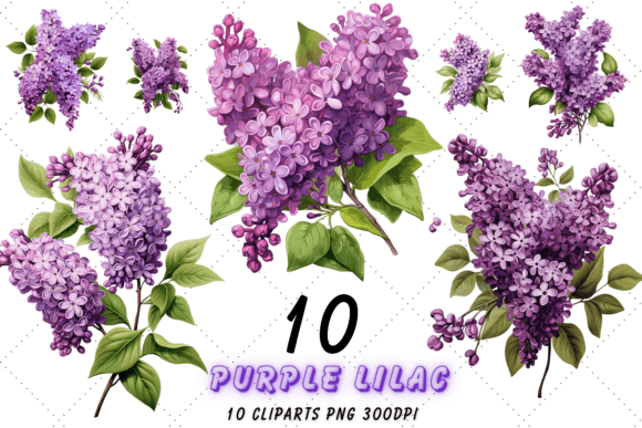 Download Vintage Lilac Cluster Clipart Bundle - Art Collection