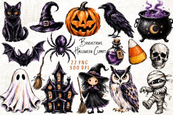 Download Brushstroke Halloween Clipart PNG - Art Collection
