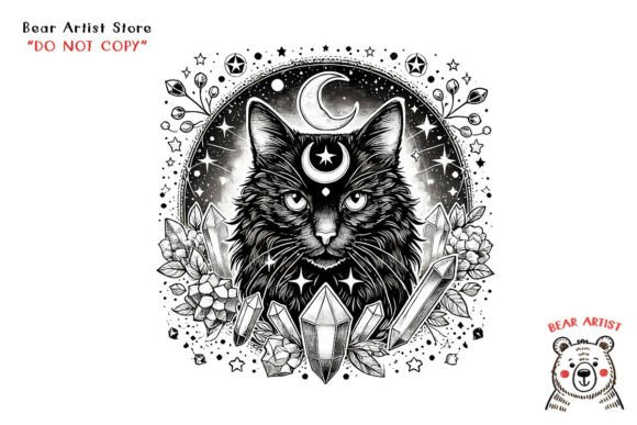 Download Witch Cat with Crystals, Celestial PNG - Premium Resources