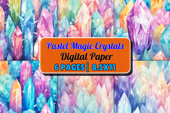 Download Pastel Magic Crystals Digital Paper - Crystals Collection