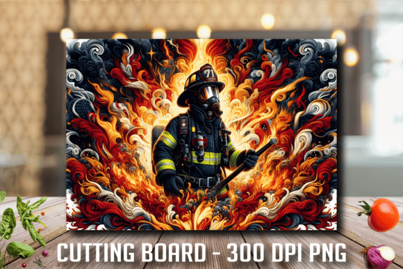 Download Brave Fireman Flame Art Cutting Board - Art Collection