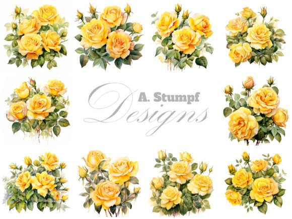 Download Yellow Roses Watercolor Flowers Clipart - Art Collection