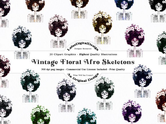 Download Halloween Afro Skeleton Clipart Set - Art Collection