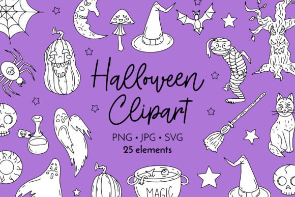 Download Black and White Halloween Vector Clipart - Art Collection