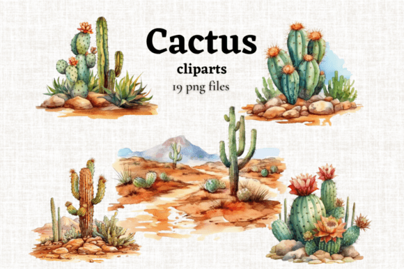 Download Watercolor Desert Cactus Clipart 19 PNGs - Art Collection