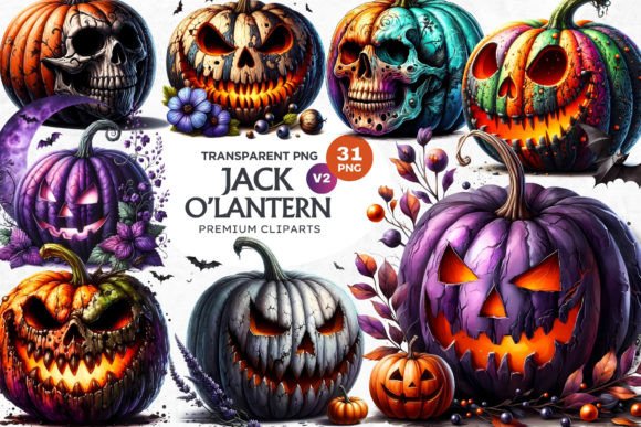 Download 31 Halloween Jack O Lantern Clipart Set - Art Collection