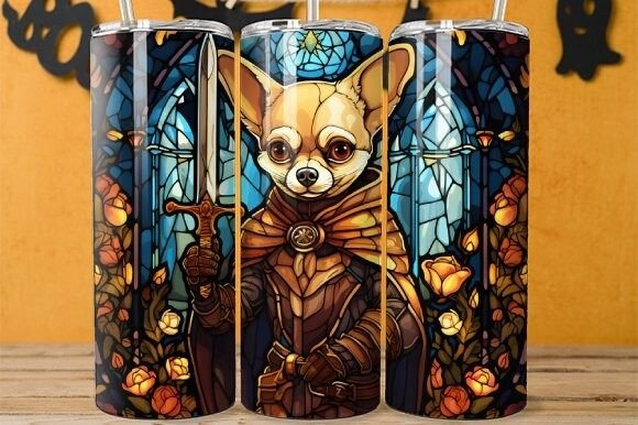 Download Chihuahua Knight Stained Glass Tumbler - Stained Collection