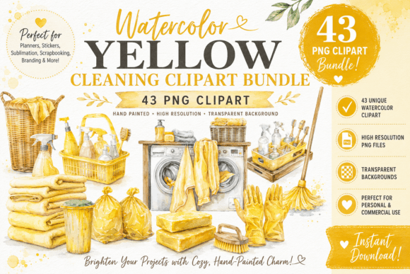 Download Yellow Watercolor Cleaning Clipart - Art Collection