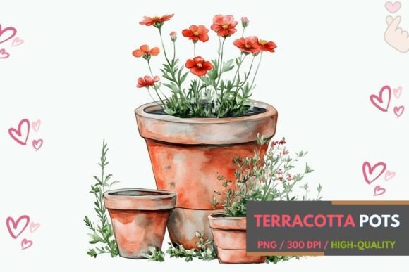 Download Rustic Potted Plants Watercolor Art - Art Collection