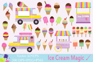 Download Ice Cream Clipart / Summer Graphics / Ice Cream Truck, Stand, Cones and Popsicles Vector Illustrations - Art Collection