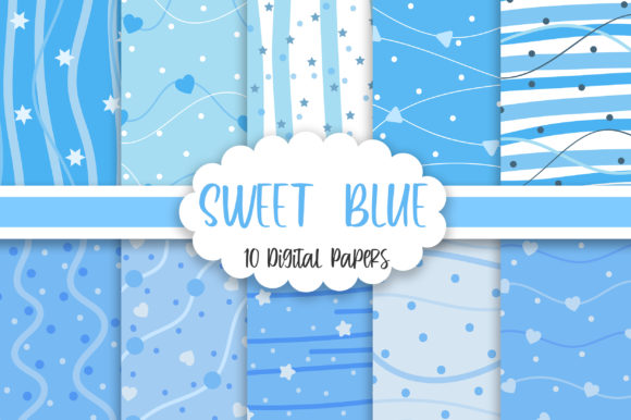 Download Sweet Blue Background Digital Papers - Blue Collection