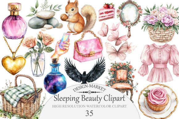 Download Watercolor Sleeping Beauty Clipart - Art Collection
