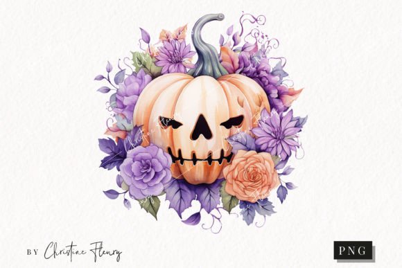 Download Watercolor Flower Jack O Lantern Clipart - Art Collection