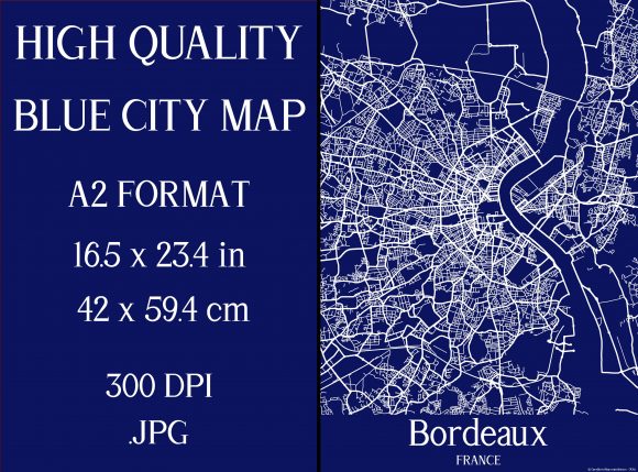 Download Bordeaux France Blue City Map - Bordeaux Collection
