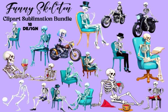 Download Funny Skeleton Clipart PNG Bundle - Art Collection