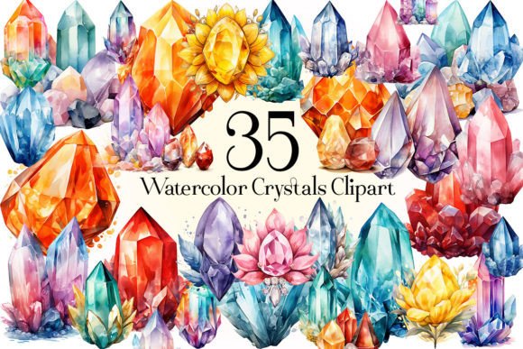 Download Watercolor Crystals Clipart,Gems,Jewels - Premium Resources