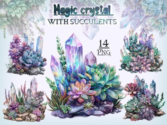 Download Crystals with Succulents PNG Bundle - Premium Resources