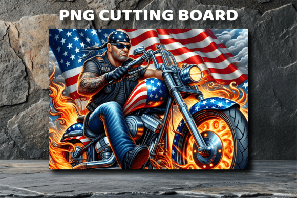 Download American Biker Flame Art Cutting Board - Art Collection