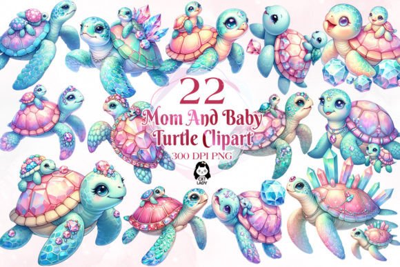 Download Crystals Sea Turtle Mom and Baby Clipart - Premium Resources