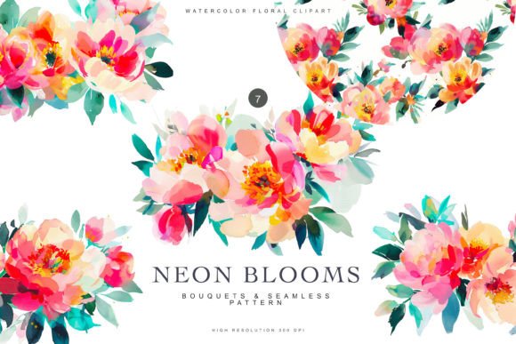Download Colorful Flowers Watercolor Neon - Colorful flowers Collection