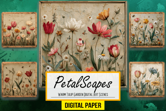 Download Warm Tulip Garden Digital Artwork Scenes - Art Collection
