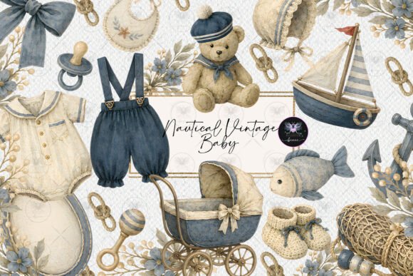 Download Nautical Vintage Baby Boy Clipart - Art Collection